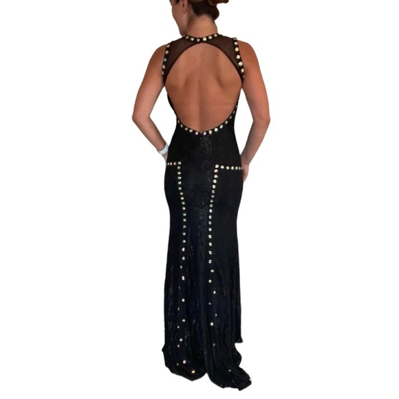Jovani Lace Black Gown with Sequins - Picture 2 of 5